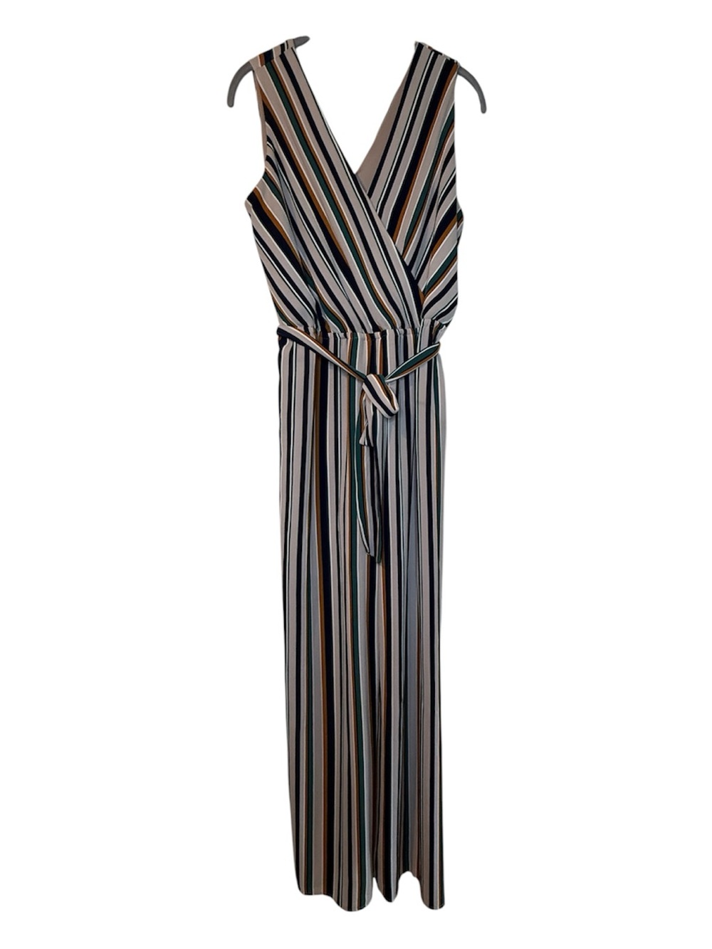 Maurices Striped Jumpsuit in Blue, White, Orange & Green